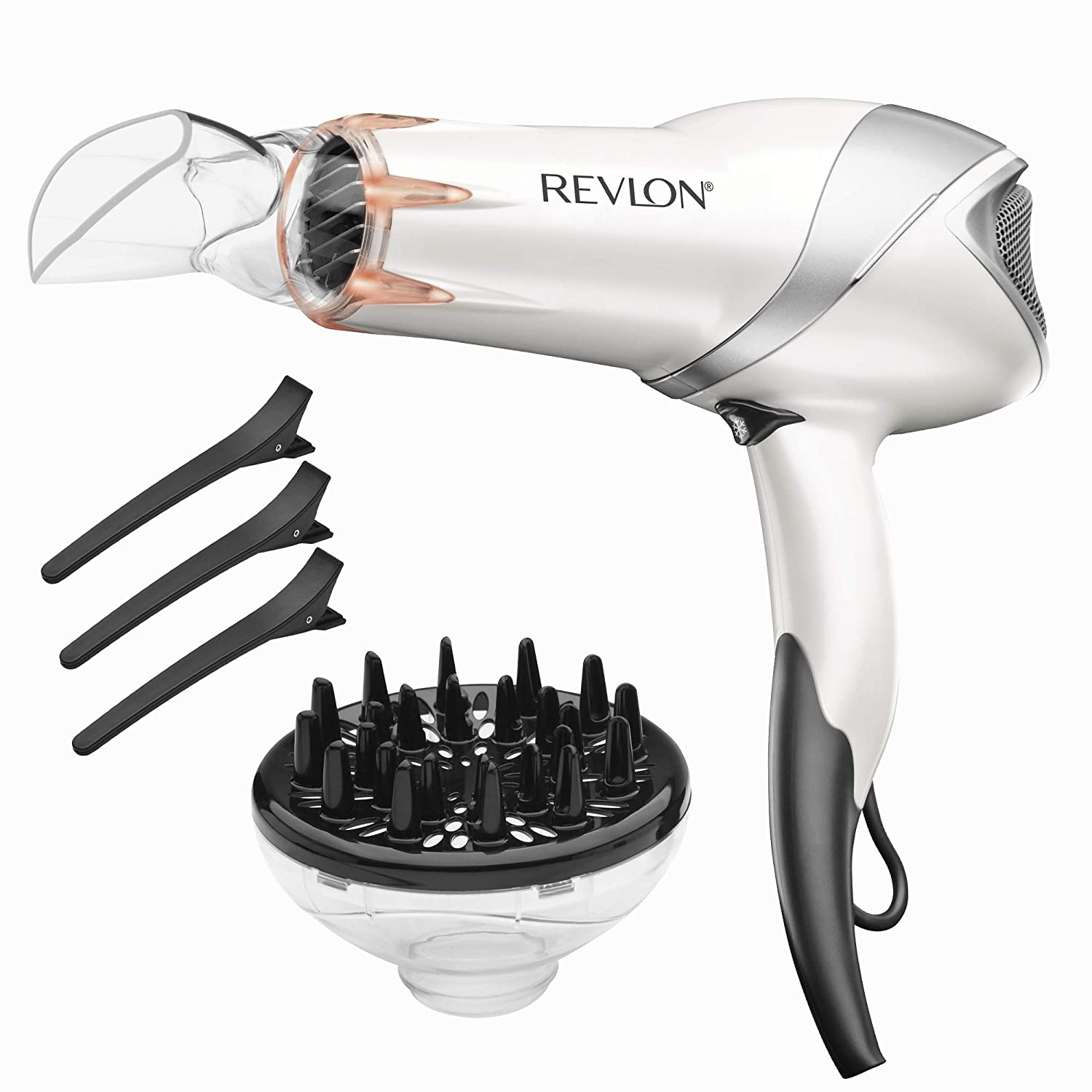 71aC3SsYwkL._SL1500_ REVLON - Secador de pelo infrarrojo de 1875 vatios para una potencia máxima de secado, color blanco - Imagen 1