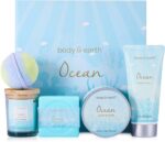 Regalos de spa para mujeres, juego de baño y cuerpo con caja de regalo de spa perfumada en el océano, incluye vela perfumada, crema corporal, crema de manos, barra de baño y bomba, juego de 5 piezas, juego de regalos de San Valentín para mujeres. - Imagen 7