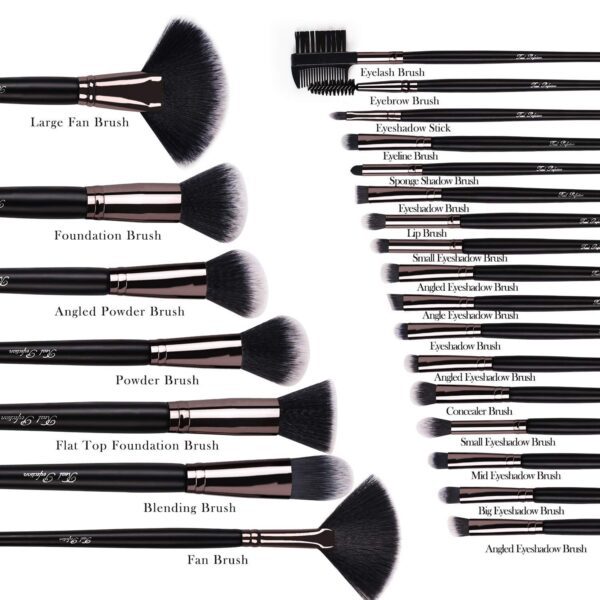 Juego de 24 brochas de maquillaje Kabuki para base de maquillaje, brochas de mezcla para la cara, polvos, correctores, sombras de ojos, kit de brochas de maquillaje con bolsa - Imagen 6