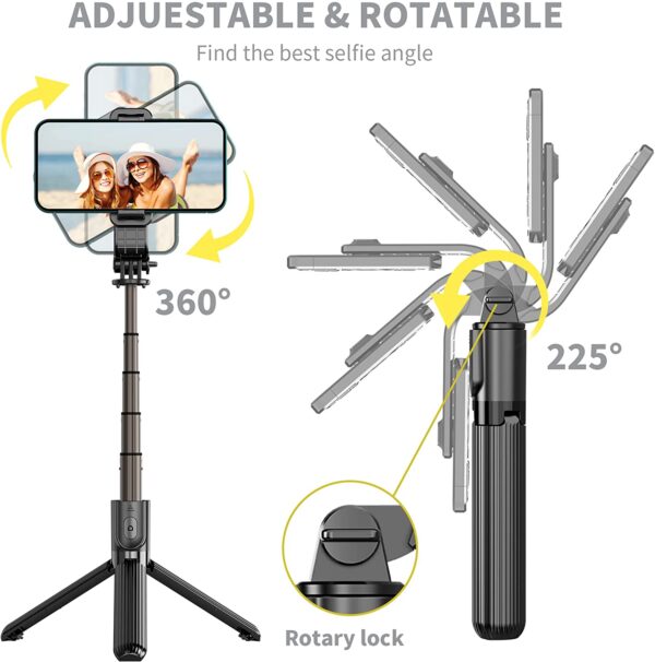 Selfie Stick de aleación de aluminio con control remoto inalámbrico desmontable y mini trípode para selfie Stick para iPhone 13 12 11 Pro Xs Max Xr X 8 7 6 Plus, Android Samsung Smartphonei, más - Imagen 4