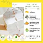 Hoja de mascarilla facial de colágeno con ácido hialurónico y té verde, Merveilles mascarilla facial de colágeno antienvejecimiento hidratante para mujeres, cuidado de la piel, mascarilla hidratante profunda - Imagen 5