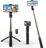 Selfie Stick de aleación de aluminio con control remoto inalámbrico desmontable y mini trípode para selfie Stick para iPhone 13 12 11 Pro Xs Max Xr X 8 7 6 Plus, Android Samsung Smartphonei, más