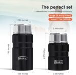 Thermoses para alimentos calientes, (Bidakid), paquete de 2 frascos aislados para alimentos calientes, termos de sopa, recipientes para almuerzo para alimentos fríos calientes con tapa y cuchara plegable para niños y adultos (25.4 oz + 17 oz) - Imagen 4