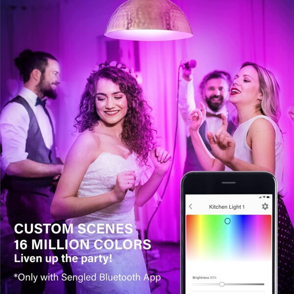 Sengled - Bombillas inteligentes, bombilla de luz para Alexa que cambia de color, con Bluetooth Mesh, bombillas inteligentes que funcionan solo con Alexa, bombilla LED atenuable A19 E26 multicolor, alto CRI, alto brillo, 9 W 800 lúmenes, paquete de 1 - Imagen 8