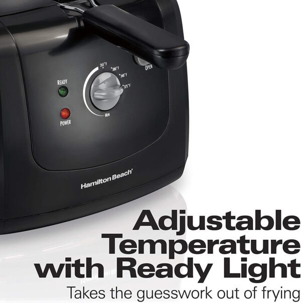 Hamilton Beach - Freidora eléctrica profunda, laterales fríos al tacto, fácil de limpiar, cesta antiadherente, 8 tazas/2 litros/67.6 onzas de capacidad de aceite, color negro - Imagen 8
