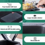 Freidora CUSIMAX Freidora eléctrica con cesta y gancho de goteo, freidora de pescado de capacidad de aceite de 2.6 cuartos con control de temperatura, tapa extraíble con ventana de visión y filtro, freidoras de acero inoxidable, 1200 W - Imagen 5