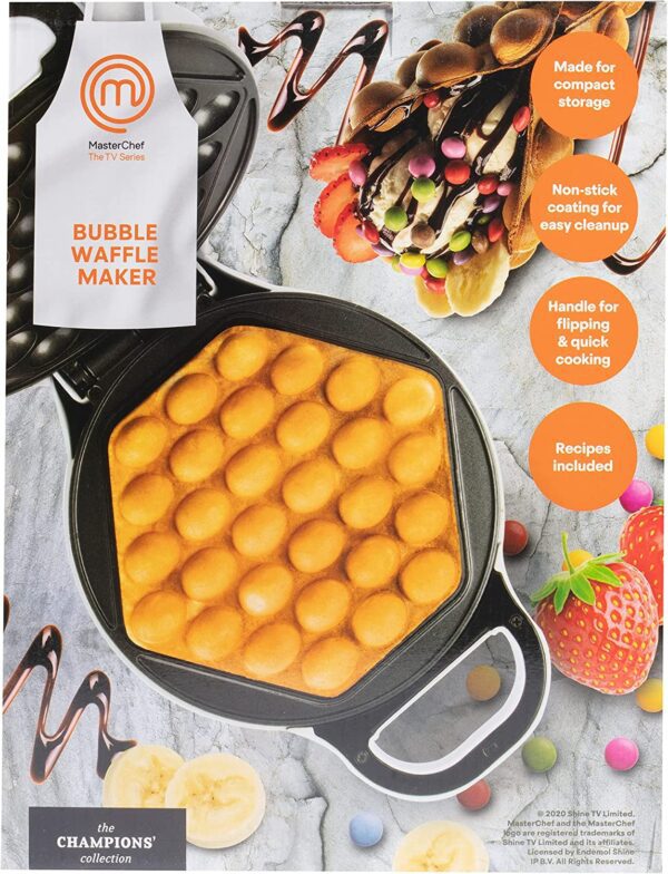MasterChef Burbuja para hacer gofres – Plancha eléctrica antiadherente de Hong Kong con guía de recetas gratuita, lista en menos de 5 minutos - Imagen 5