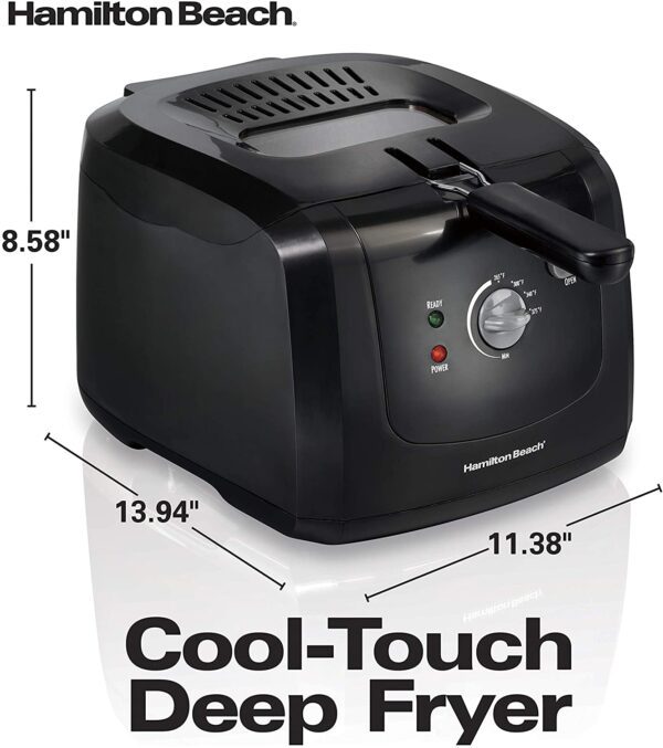 Hamilton Beach - Freidora eléctrica profunda, laterales fríos al tacto, fácil de limpiar, cesta antiadherente, 8 tazas/2 litros/67.6 onzas de capacidad de aceite, color negro - Imagen 6
