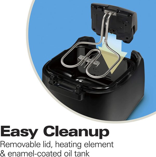 Hamilton Beach - Freidora eléctrica profunda, laterales fríos al tacto, fácil de limpiar, cesta antiadherente, 8 tazas/2 litros/67.6 onzas de capacidad de aceite, color negro - Imagen 5