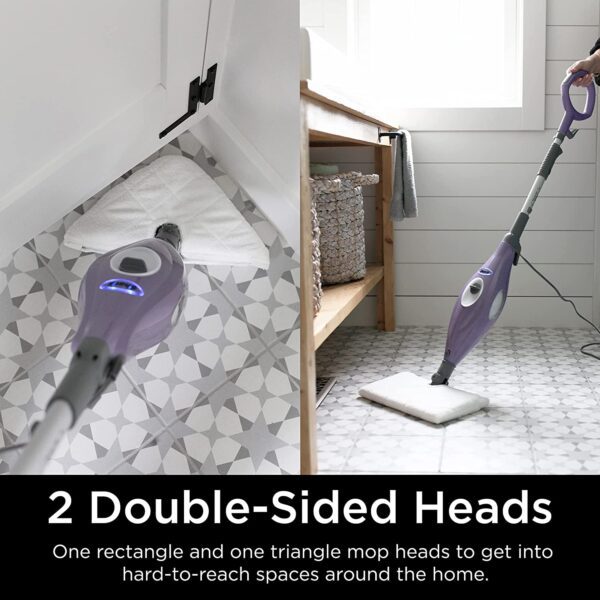 Limpiador de piso duro - Shark S3504AMZ - Limpiador de piso duro con 1 rectángulo y 1 cabeza de fregona triangular, vapor potente natural, fácil maniobrar, triángulo y rectángulo lavables, secado rápido, morado - Imagen 3