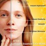 Hoja de mascarilla facial de colágeno con ácido hialurónico y té verde, Merveilles mascarilla facial de colágeno antienvejecimiento hidratante para mujeres, cuidado de la piel, mascarilla hidratante profunda - Imagen 3
