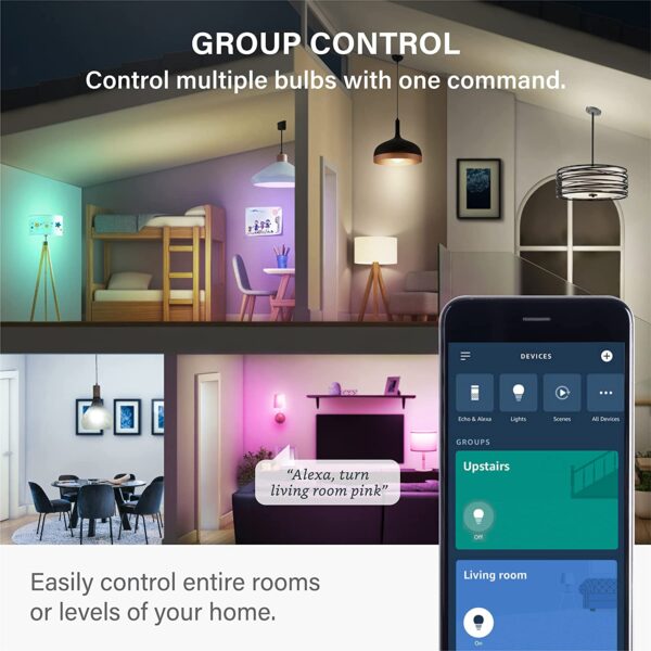 Sengled - Bombillas inteligentes, bombilla de luz para Alexa que cambia de color, con Bluetooth Mesh, bombillas inteligentes que funcionan solo con Alexa, bombilla LED atenuable A19 E26 multicolor, alto CRI, alto brillo, 9 W 800 lúmenes, paquete de 1 - Imagen 9