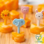 Cortador de figuras completa para niños, cortador de sándwich y removedor de forma de corteza de pan, mini cortadores de galletas con formas de frutas y verduras, separadores de tazas de silicona, tenedores para recoger alimentos - Imagen 5