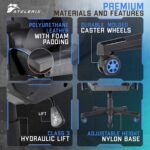 Silla Gamer Atelerix Ventris - Silla de juego de piel sintética, tela y opciones extra anchas - Silla de oficina o computadora - Silla de juego giratoria ajustable y ergonómica con reposabrazos cubiertos 4D, reposacabezas y soporte lumbar - Imagen 5