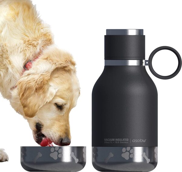 Recipiente para perros unido a una botella aislante de acero inoxidable (1 L) - Imagen 2