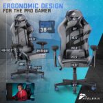 Silla Gamer Atelerix Ventris - Silla de juego de piel sintética, tela y opciones extra anchas - Silla de oficina o computadora - Silla de juego giratoria ajustable y ergonómica con reposabrazos cubiertos 4D, reposacabezas y soporte lumbar - Imagen 4