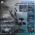 Silla Gamer Atelerix Ventris - Silla de juego de piel sintética, tela y opciones extra anchas - Silla de oficina o computadora - Silla de juego giratoria ajustable y ergonómica con reposabrazos cubiertos 4D, reposacabezas y soporte lumbar - Imagen 6
