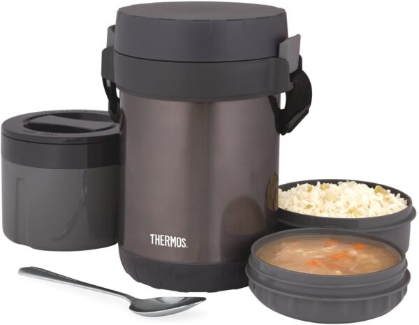 THERMOS Todo-En-Uno Transportador de comida sellado al vacío con una cuchara, acero inoxidable, Humo. - Imagen 5