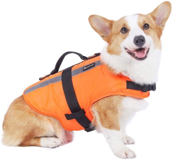 Apetian Chaleco salvavidas para perro, chaleco salvavidas para perro, chaleco salvavidas para perro, chaleco de natación flotante (naranja 2021, S) - Imagen 2