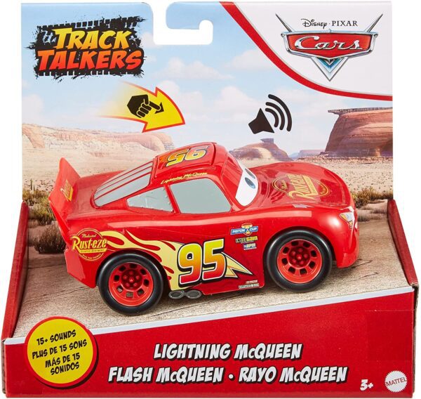 Disney Pixar Cars Track Talkers Lightning McQueen, 5.5 pulgadas, vehículos auténticos de películas favoritas para hablar y efectos de sonido, regalo divertido para niños a partir de 3 años - Imagen 7