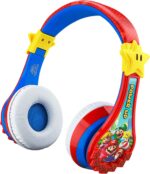 Super Mario Auriculares inalámbricos Bluetooth portátiles con micrófono, reducción de volumen para proteger la audición de la batería recargable, diadema ajustable para niños para la escuela, el hogar o viajes