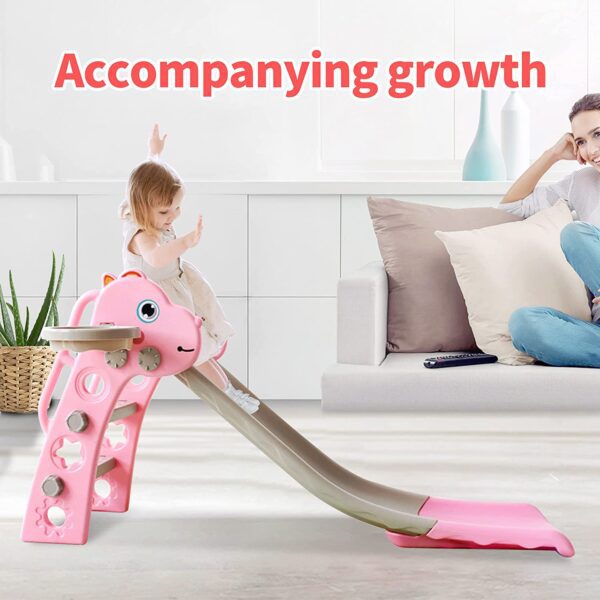 Juego de columpio y tobogán para niños con aro de baloncesto para niños, divertido juego de tobogán para interiores y exteriores, juego de juegos - Imagen 12