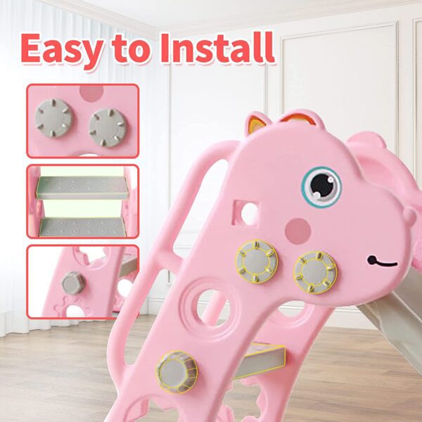 Juego de columpio y tobogán para niños con aro de baloncesto para niños, divertido juego de tobogán para interiores y exteriores, juego de juegos - Imagen 7