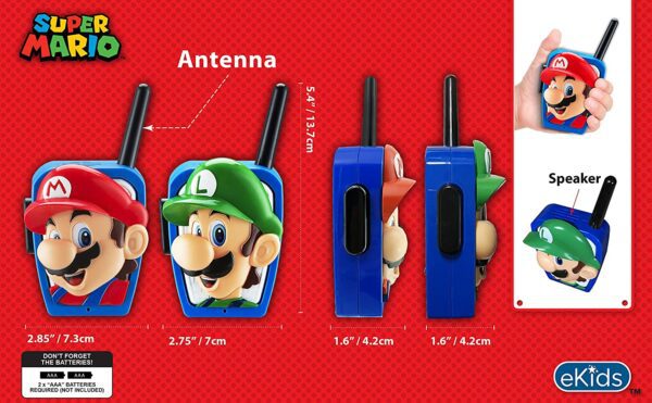 Super Mario Bros Walkie Talkies - Juguetes para niños, de largo alcance, radios de mano libres estáticas bidireccionales, diseñados para juegos en interiores o exteriores para niños a partir de 3 años - Imagen 7