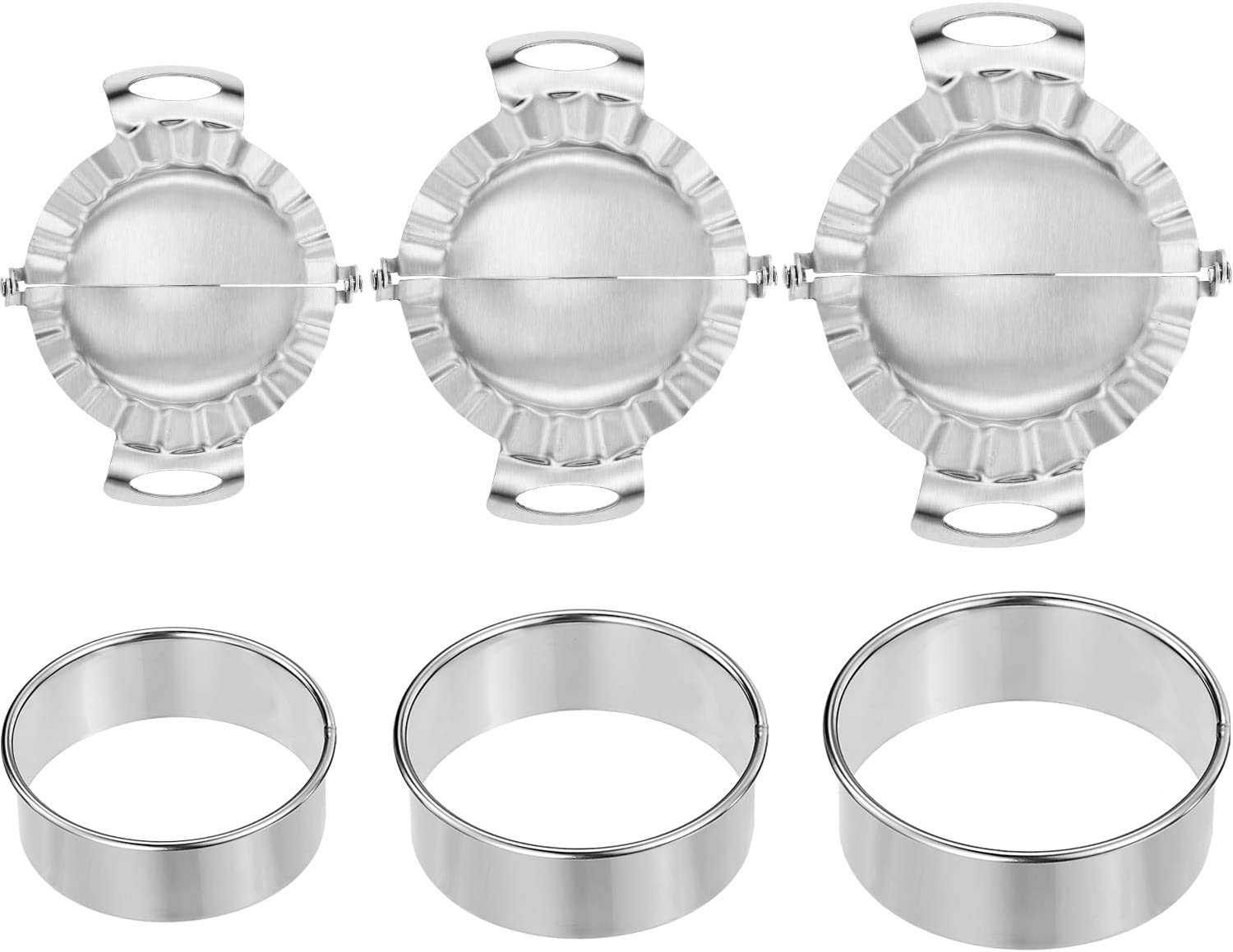 61dboRLZ2KL._AC_SL1500_ Moldes 3 moldes de acero inoxidable para hacer albóndigas y 3 moldes para hacer albóndigas de cocina, masa, ravioli, prensas de piel para el hogar, cocina, pastelería - Imagen 1