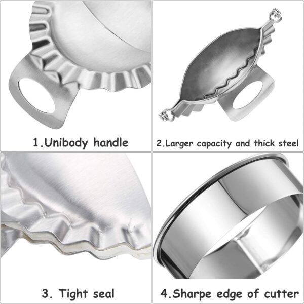Moldes 3 moldes de acero inoxidable para hacer albóndigas y 3 moldes para hacer albóndigas de cocina, masa, ravioli, prensas de piel para el hogar, cocina, pastelería - Imagen 6