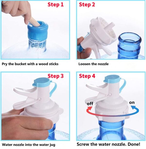 Válvula dispensadora de agua para botella de 2.165 in, tapa de jarra de agua reutilizable, grifo de espita de plástico, incluye tapa protectora de suciedad, 2 piezas (no para coronas roscadas) - Imagen 4