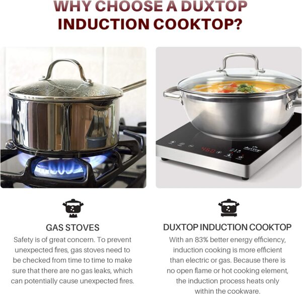 Quemador inducción - Duxtop 1800 vatios encimera eléctrica de inducción con quemador simple - Imagen 5