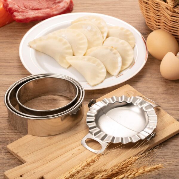 Moldes 3 moldes de acero inoxidable para hacer albóndigas y 3 moldes para hacer albóndigas de cocina, masa, ravioli, prensas de piel para el hogar, cocina, pastelería - Imagen 2