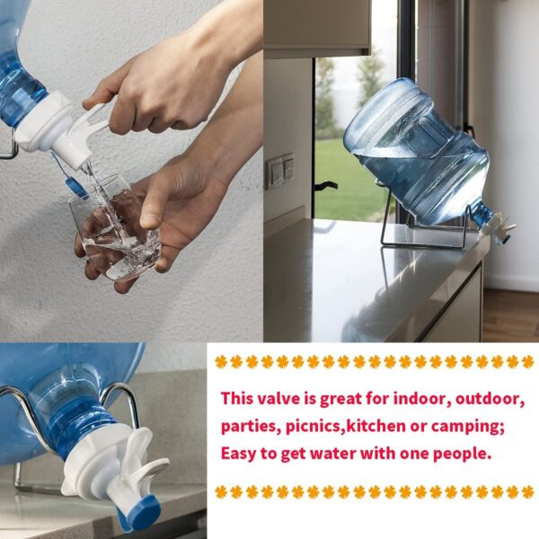 Válvula dispensadora de agua para botella de 2.165 in, tapa de jarra de agua reutilizable, grifo de espita de plástico, incluye tapa protectora de suciedad, 2 piezas (no para coronas roscadas) - Imagen 2