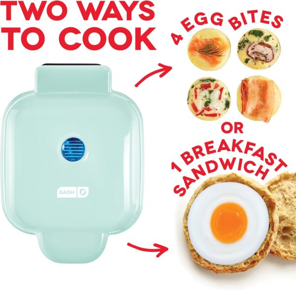 DASH Deluxe Sous Vide Style - Máquina para picar huevos con moldes de silicona para sándwiches de desayuno, aperitivos o postres saludables, apto para keto y paleo, (1 grande, 4 mini) - Aqua - Imagen 5