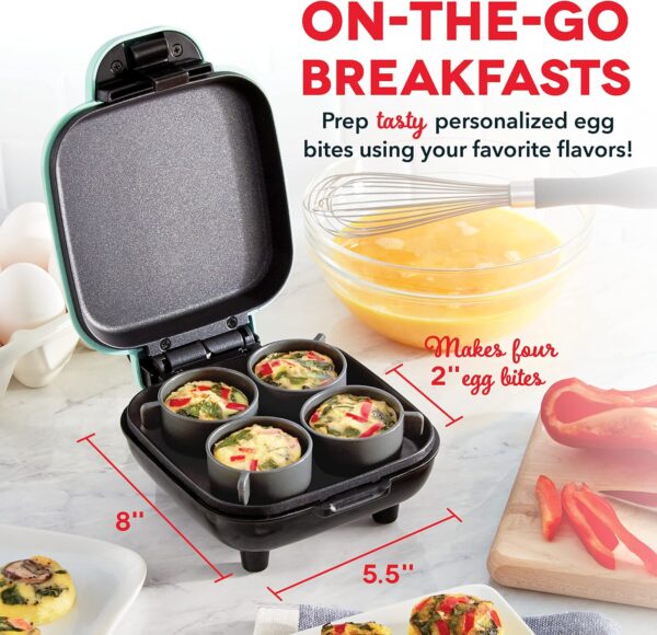 DASH Deluxe Sous Vide Style - Máquina para picar huevos con moldes de silicona para sándwiches de desayuno, aperitivos o postres saludables, apto para keto y paleo, (1 grande, 4 mini) - Aqua - Imagen 8