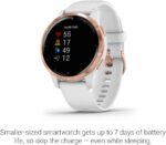 Garmin 010-02172-21 Vivoactive 4S, reloj inteligente GPS de tamaño más pequeño, cuenta con música, monitoreo de energía corporal, entrenamientos animados, sensores de pulso buey, oro rosa con banda blanca, 1.575 in - Imagen 5
