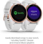 Garmin 010-02172-21 Vivoactive 4S, reloj inteligente GPS de tamaño más pequeño, cuenta con música, monitoreo de energía corporal, entrenamientos animados, sensores de pulso buey, oro rosa con banda blanca, 1.575 in - Imagen 2