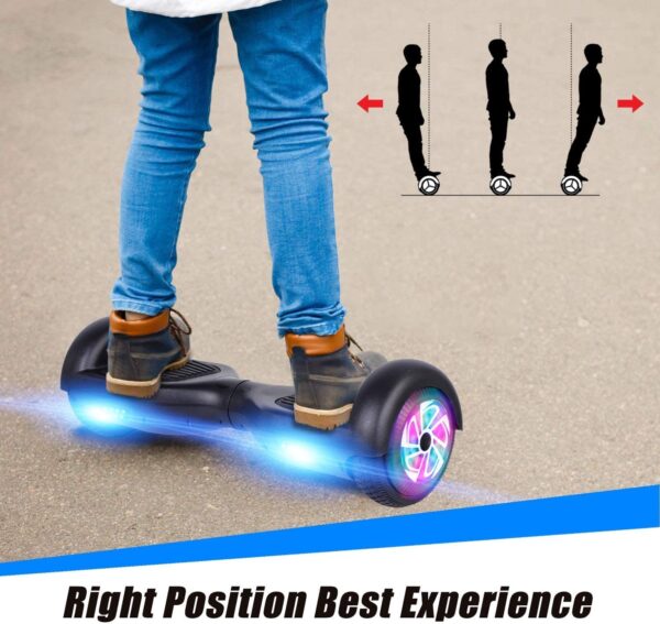 Hoverboard - Hoverboard de 6.5 pulgadas luces LED intermitentes, tabla para niños y adolescentes - Imagen 5