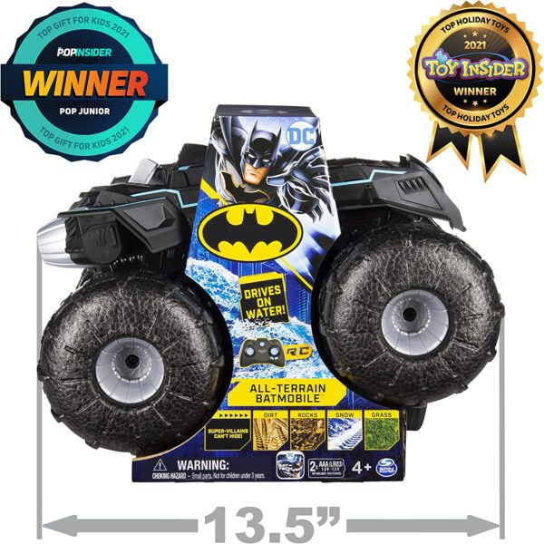 CARRO CONTROL RC - DC Comics Batman, vehículo de control remoto de batmóvil todo terreno, juguetes de Batman resistentes al agua para niños de 4 años en adelante - Imagen 6