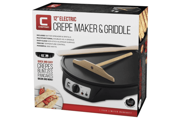 Plancha y crepera antiadherente de 12 pulgadas, con control de temperatura preciso para perfectas crepas, crepas finas, hotcakes, huevos, beicon y más, incluye esparcidor de manteca y espátula - Imagen 2