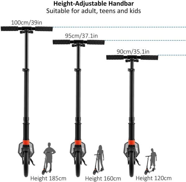 Scooter Urban - Patinetes para adultos y adolescentes, scooter con altura ajustable, doble suspensión y correa para el hombro, ruedas grandes de 8 pulgadas, scooter de viaje suave, el mejor regalo para niños de 10 años en adelante - Imagen 5