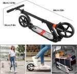 Scooter Urban - Patinetes para adultos y adolescentes, scooter con altura ajustable, doble suspensión y correa para el hombro, ruedas grandes de 8 pulgadas, scooter de viaje suave, el mejor regalo para niños de 10 años en adelante - Imagen 3