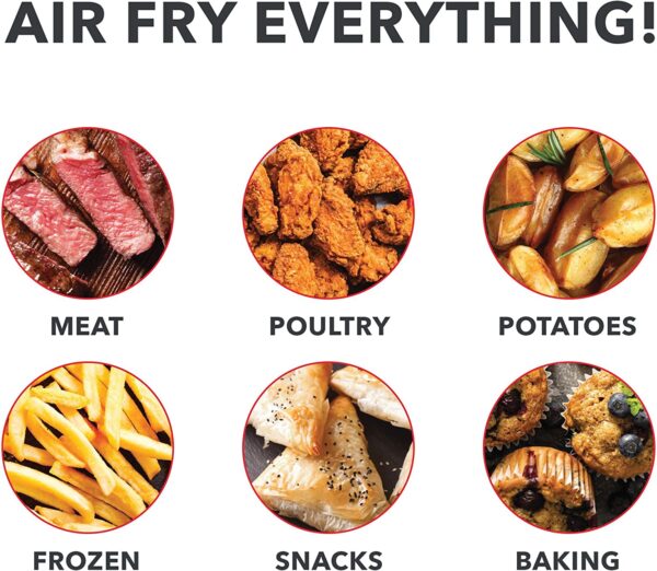 DASH Compact Air Fryer Oven Cooker with Temperature Control, Non-stick Fry Basket, Recipe Guide + Auto Shut off Feature, 2 Quart - Red - Imagen 4