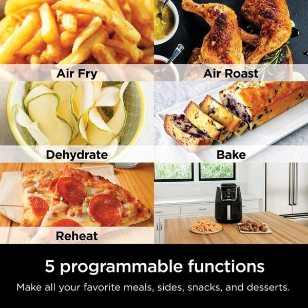 Ninja AF150AMZ - Freidora de aire XL, 5.5 cuartos de galón, capacidad que puede freír al aire, asar al aire, hornear, recalentar y deshidratar, con apto para lavavajillas, cesta antiadherente y plato crujiente y una guía de recetas inspirada en el chef, color gris - Imagen 2