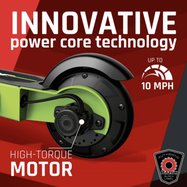 Razor Black Label E90 Electric Scooter, for Kids Ages 8+ and up to 120 lbs, Up to 10 mph & Up to 40 mins of Ride Time, 90W Power Core High-Torque Hub Motor - Imagen 7