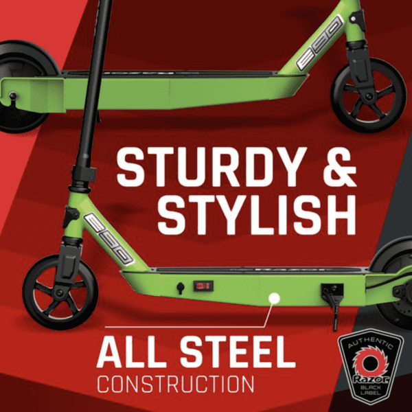 Razor Black Label E90 Electric Scooter, for Kids Ages 8+ and up to 120 lbs, Up to 10 mph & Up to 40 mins of Ride Time, 90W Power Core High-Torque Hub Motor - Imagen 4