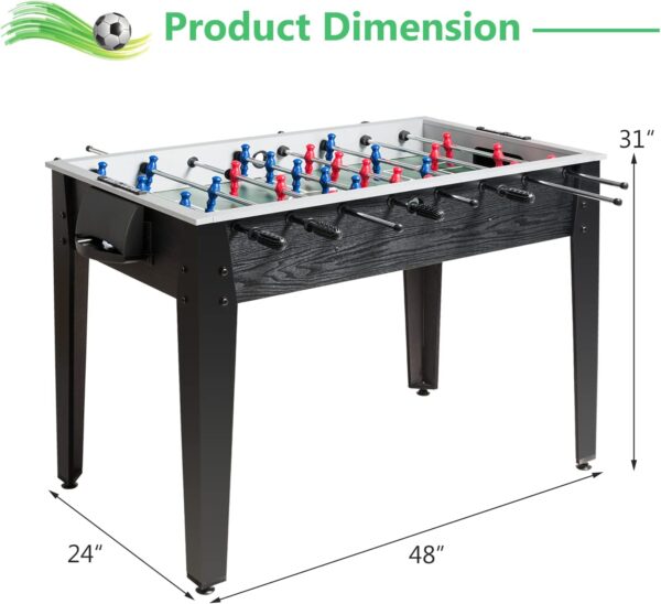 Mesa de futbolín de 48 pulgadas, mesa de juego de fútbol para multijugador con 2 pelotas, tabla de fútbol de madera para adultos y niños - Imagen 10