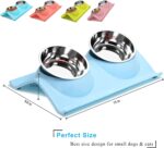 Tasa de comida para perros y gatos, cuencos de acero inoxidable de alta calidad para mascotas, estación de resina sin derrames, alimentador de agua para alimentos, gatos y perros pequeños (azul lago) - Imagen 3
