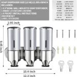 Dispensador y organizador de bomba de ducha de baño 3 en 1 con cámara montada en la pared, capacidad para champú, jabón, acondicionador, gel de ducha, para baño, cocina, hotel (plateado) - Imagen 8